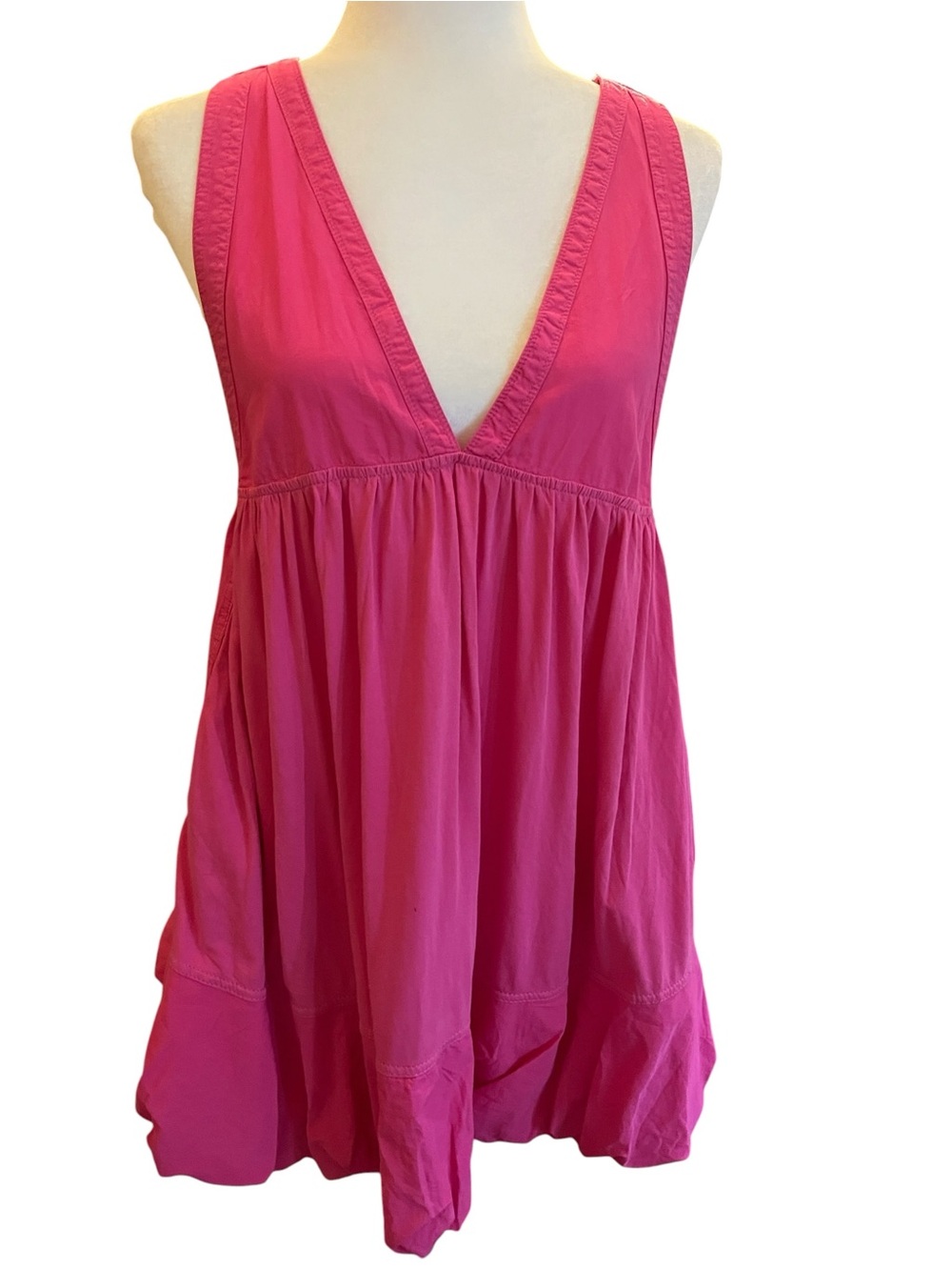 NWT Daily Practice by Anthropologie Bubble Mini Dress Hot Pink Size Medium